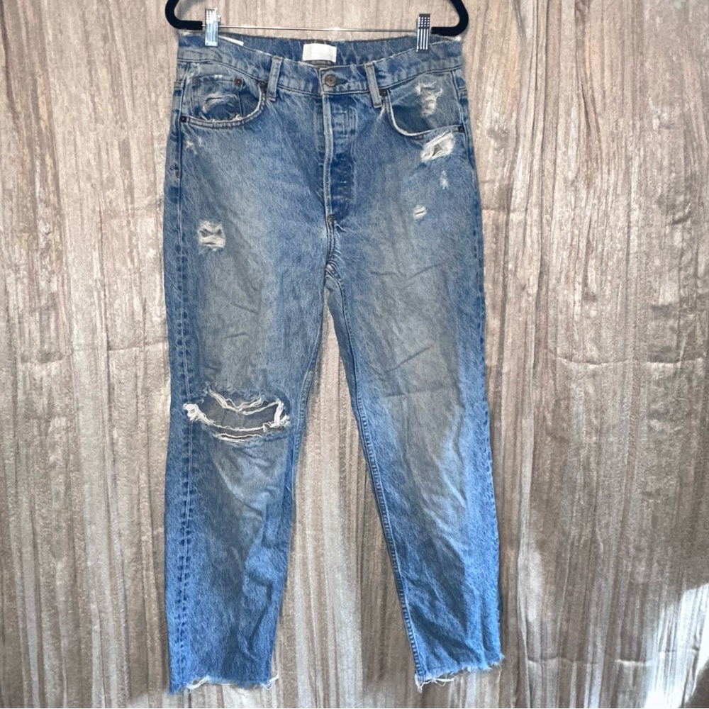 BOYISH Tommy High Rise Straight Organic Destroyed Jeans {29} Vintage Aesthetic